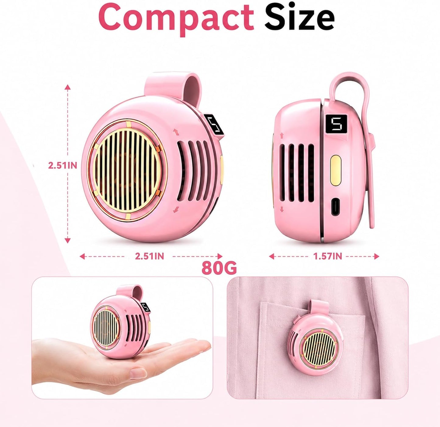 Portable Rechargeable Fan, Mini Rotating 360° Stylish Fan, Clip-On Bladeless Fan, Suitable For Home Use And Travel, As Well As A Daily Gift