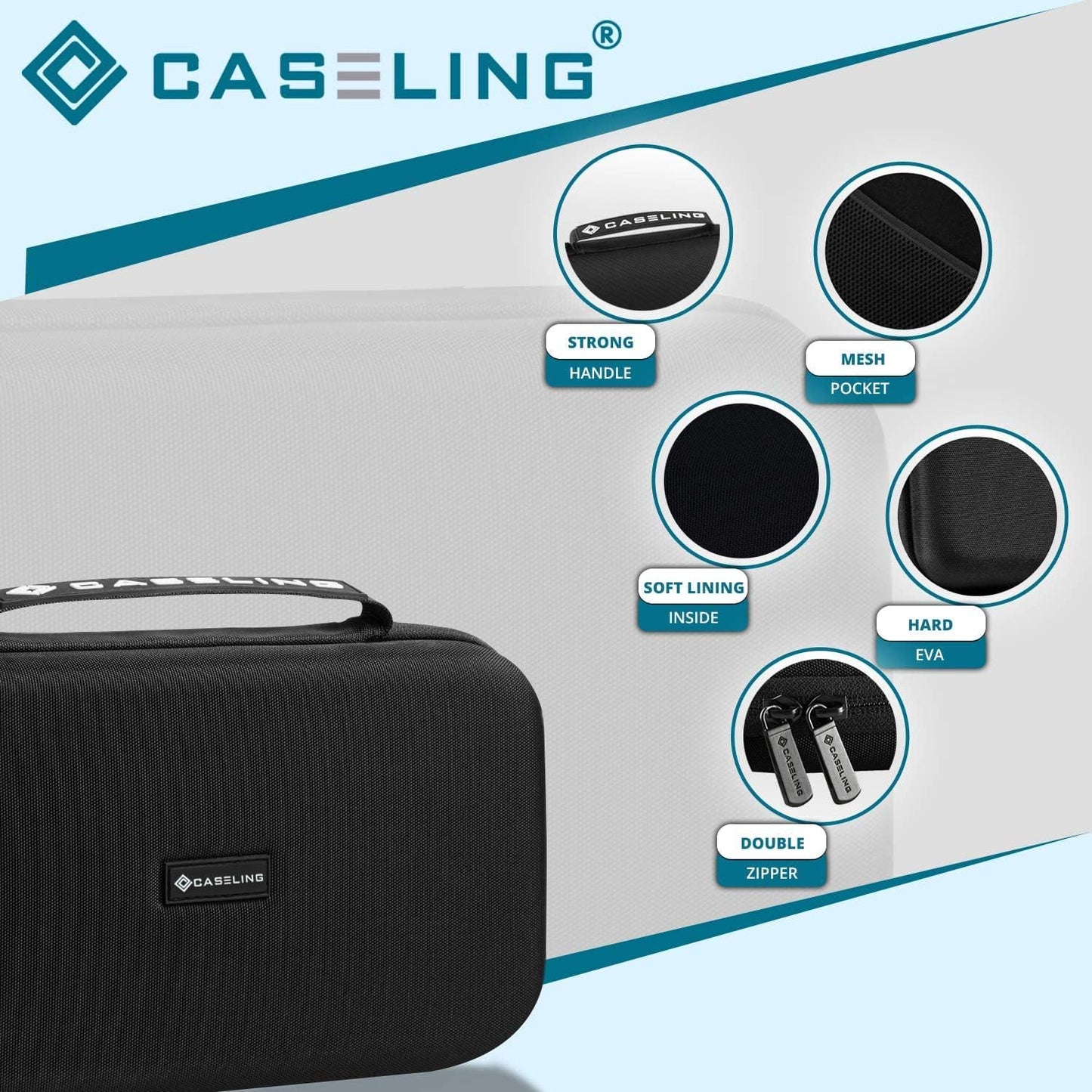 Caseling case 13.5" x 8.3" - Fits GB150 3000A Car Battery Jump Starter | Fits GB150 3000A, shockproof EVA shell, large mesh pocket for cables & charger. Case only, device not included