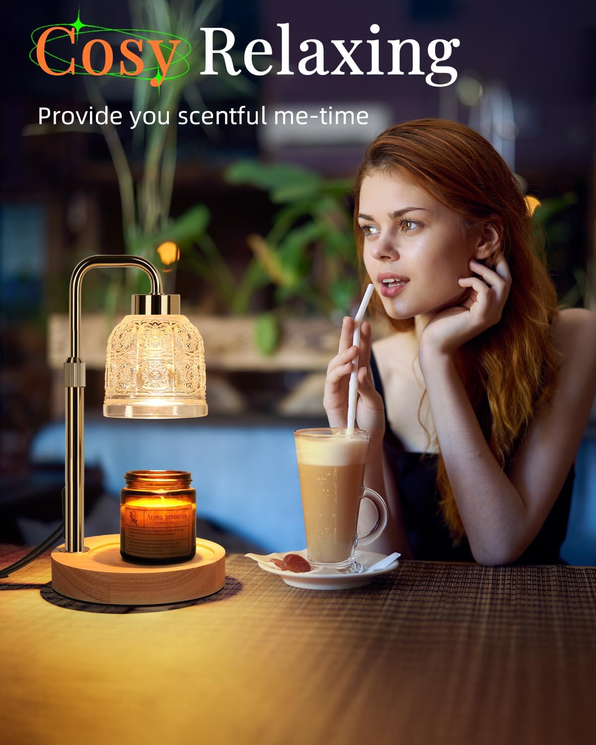 AIFEI Candle Warmer Lamp with Timer, Dimmable Adjustable Height Candle Lamp, Birthday Gifts for Women Mom Sister Friends, House Warming Gifts New Home, Candle Lamp Warmer with 2 Bulbs - CoalBlack