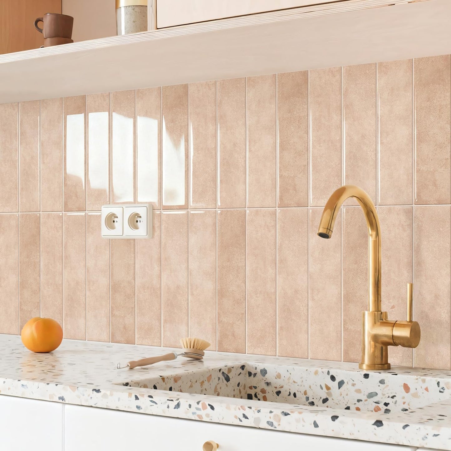 Alwayspon 10 Sheets 12x12inch Beige 3D Vinyl Backsplash Tiles, Self-Adhesive Peel and Stick Wall Tile Stickers Stick on Subway Tiles for Kitchen Bathroom Wall