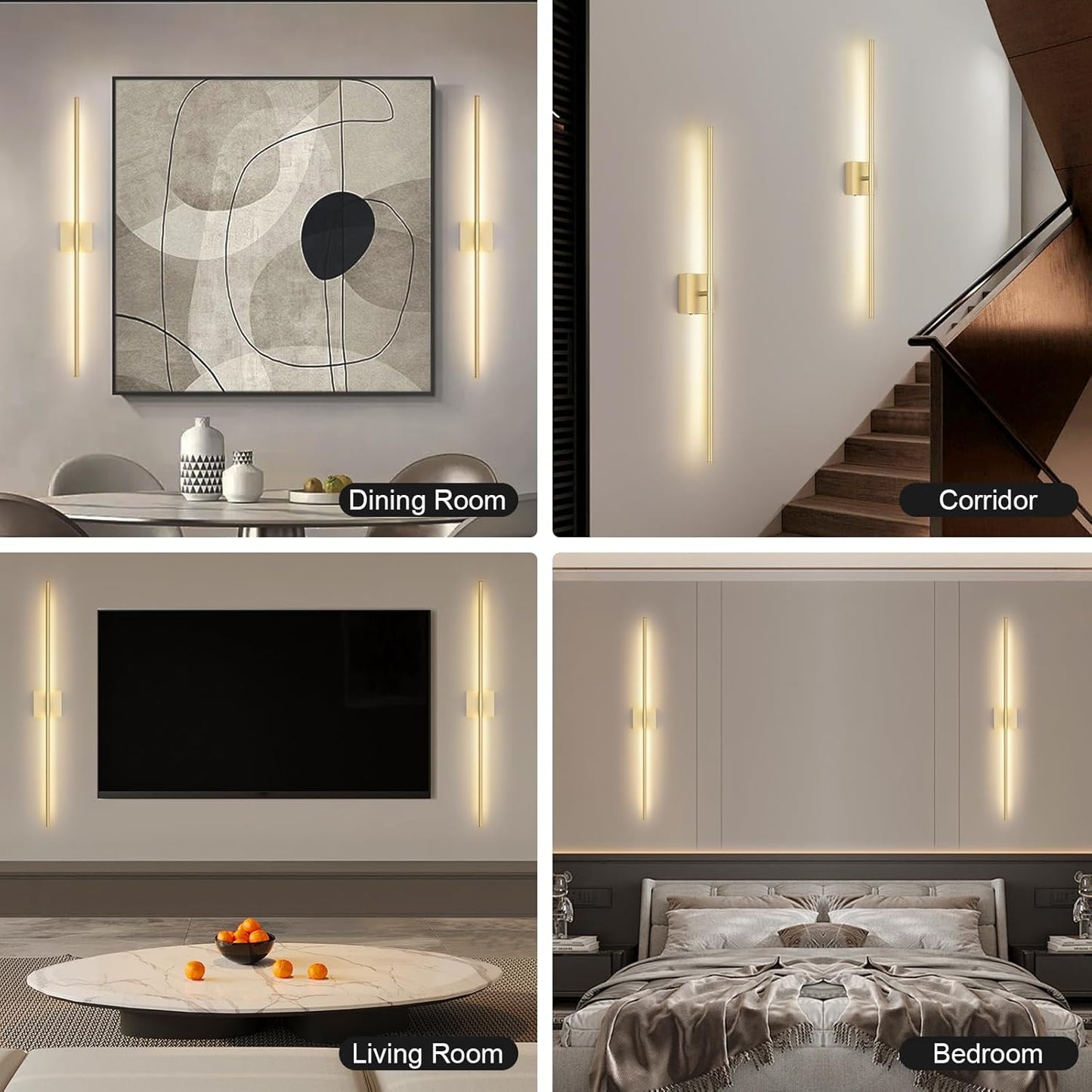 Battery Operated Wall Sconce Set of Two with Remote Control, 3000K-6000K Dimmable Black Wall Lights, Timable LED Wireless Wall Sconces, 350° Ratate for Bathroom, Living Room, Hallway 29.1 Inch