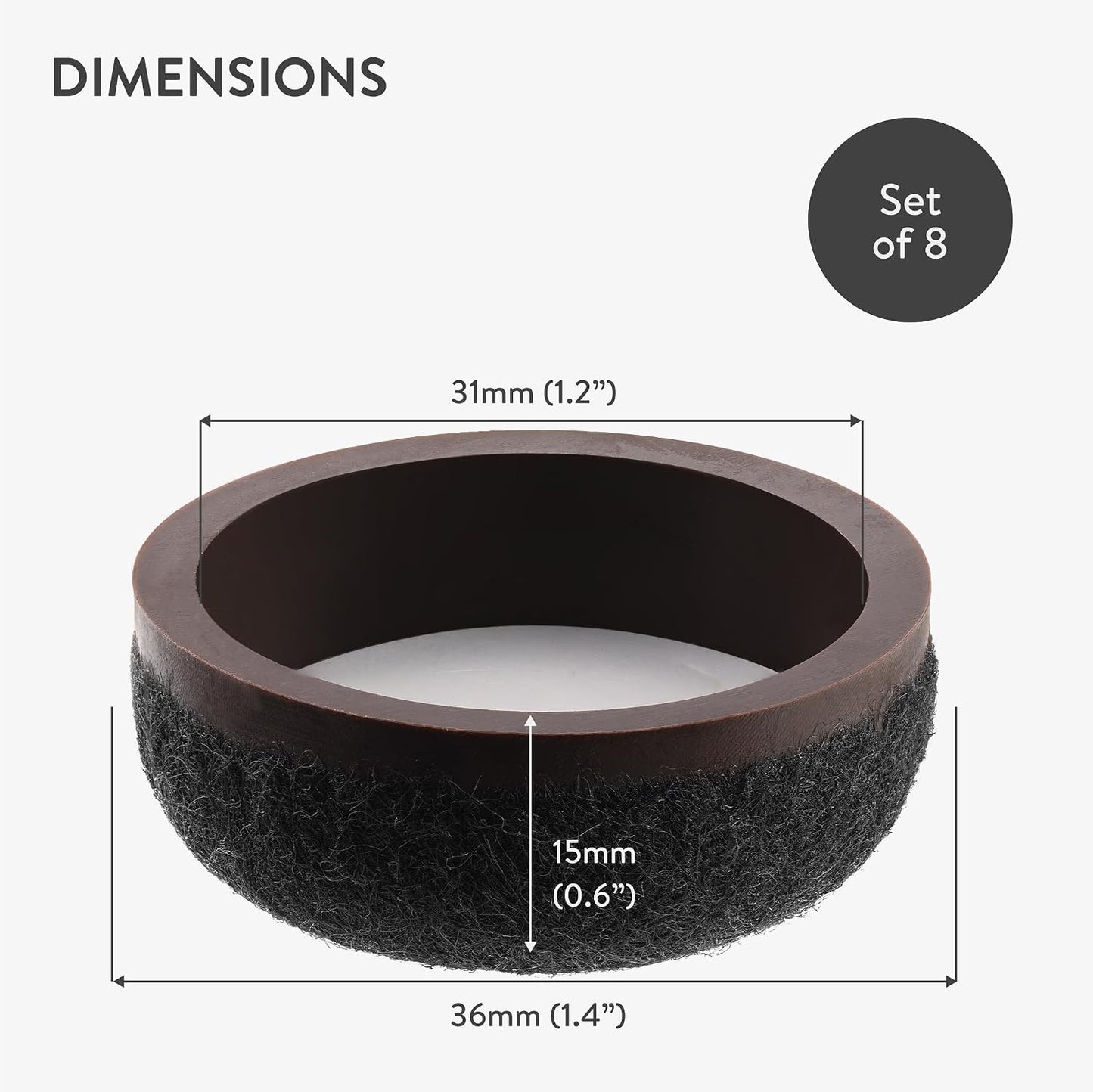 Aneaseit Felt Furniture Pads - Round Chair & Table Leg Protection for Hardwood Floors - Heavy Duty Floor Protectors - Pad Sliders for Chair Legs - 1 inch (25mm) 8 Pack - Black