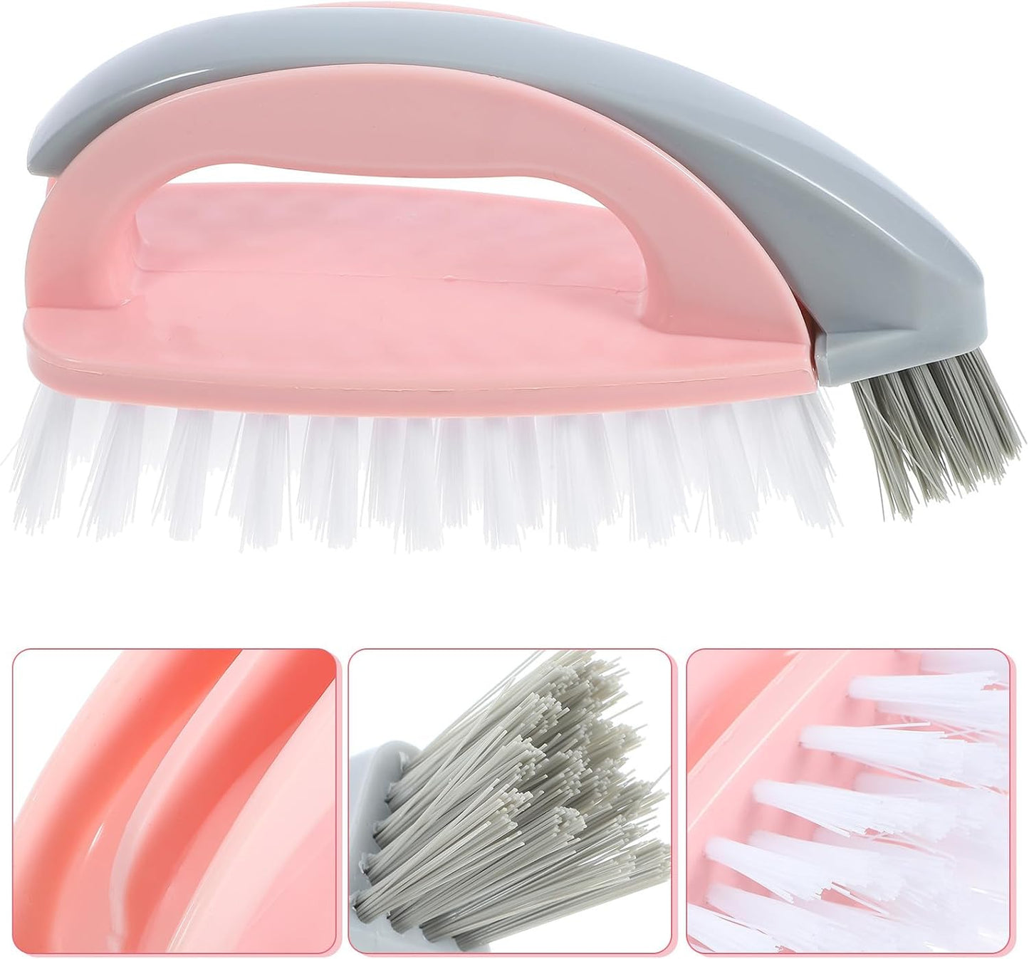 FRCOLOR Multi-Function Laundry Brush for Shoes and Clothes Cleaning Pink Plastic Handle, Practical Scrubbing Brush for Household Use and Bathtub Cleaning