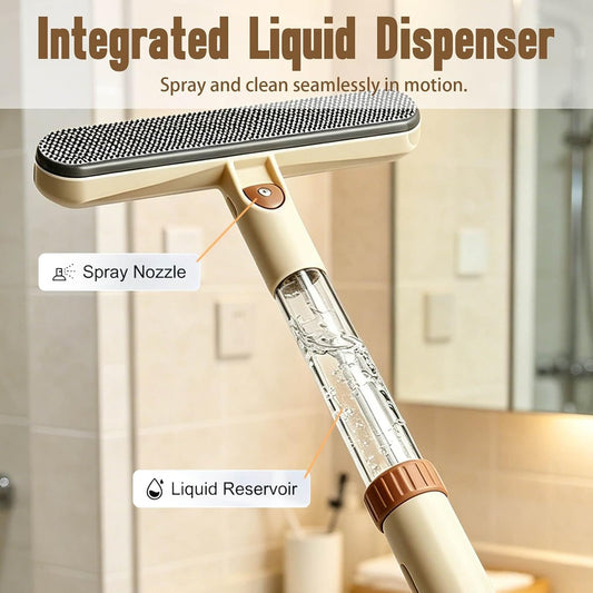 3-in-1 Telescopic Window Screen Cleaning Brush - Double-Sided Screen Cleaner Tool with Built-in Crevice Brush, Extendable Squeegee for Home Office Car Screens Window (1, Grey)