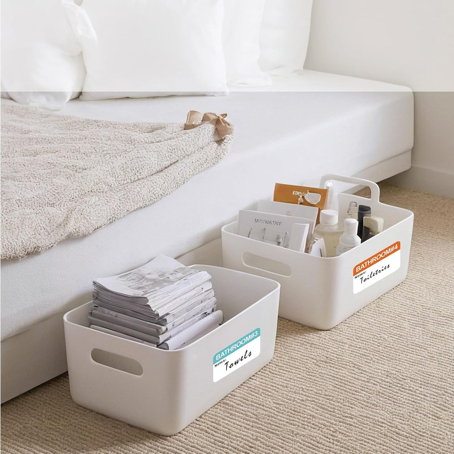 400 pcs 20 Designs Pre-Printed Color-Coded Home Moving Packing,PVC Material (Waterproof, Easy to Remove), 2 Pcs Markers Included in Set in Set, Each Measures 3” x 1.8”