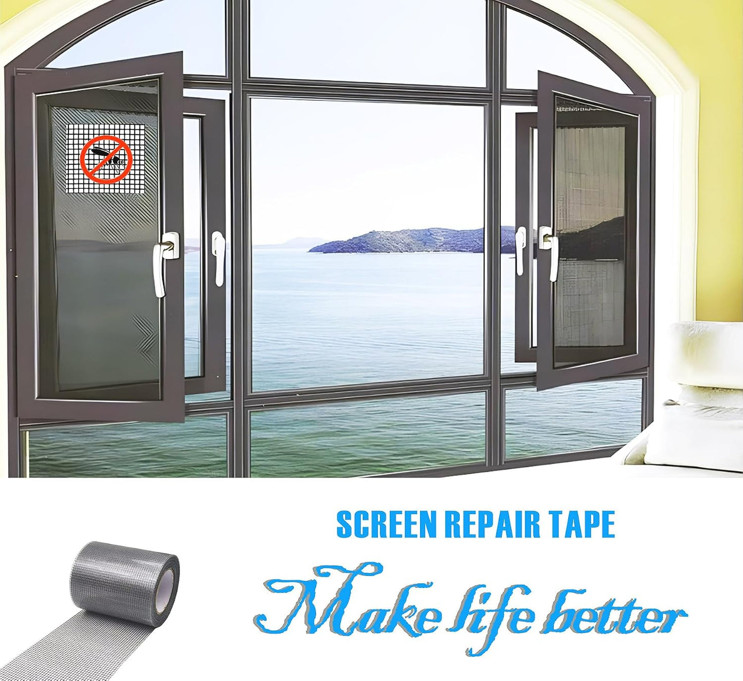 Window Screen Repair Tape,3IN X 16.5FT (196IN) Screen Tape mesh Repair for Window Screen and Screen Door tears Holes (Grey)