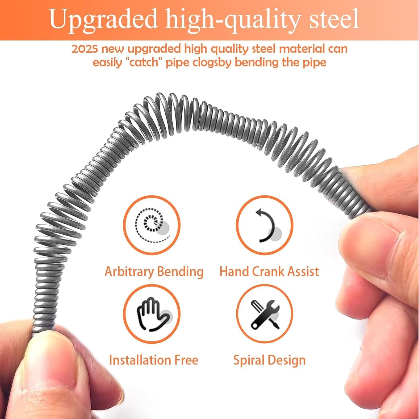 Drain Snake Auger, Plumbing Snake Drain Hair Clog Removal Tool, Sink Unclogger Drain, Heavy Duty Drum Auger, Cleaner Tool for Bathroom Kitchen Tub Shower Drain Clog Remover with Gloves, 33Ft