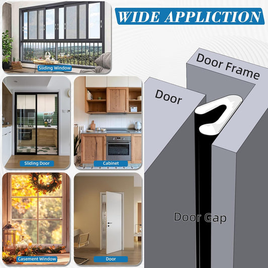 V-Shaped Thin Weather Stripping Door Seal, 19.7FT Small Draft Stopper for Doors, Foam Door Gap Filler, Insulation Winter, Soundproof,Noise-Reducing, Light-Blocking, Weatherproof Tape for Doors