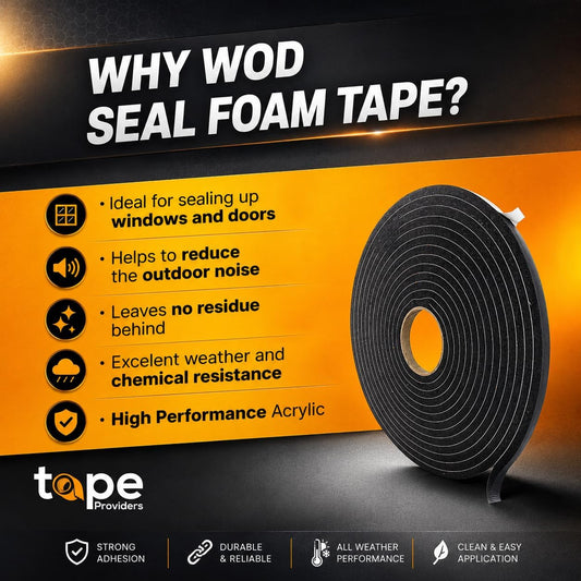 WOD Insulation Foam Tape Self Adhesive - 1/16 Thick x 3/16 Width - 150 feet - Made in USA Weather Stripping, HVAC, Sealing Doors, Windows, Pipes, Cooling, Sound Proof, and Air Conditioning.