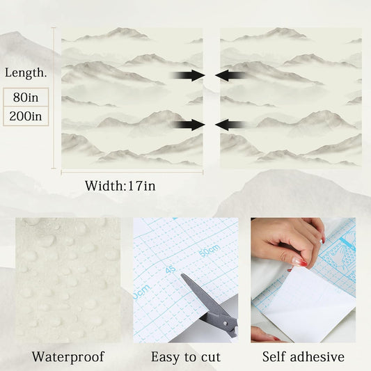 Kitico Peel and Stick Wallpaper,Modern Brown Self Adhesive Wallpaper Contact Paper Removable Decorative Wall Paper for Bedroom Bathroom Shelf Liner Decor Vinyl 17.3"x80"