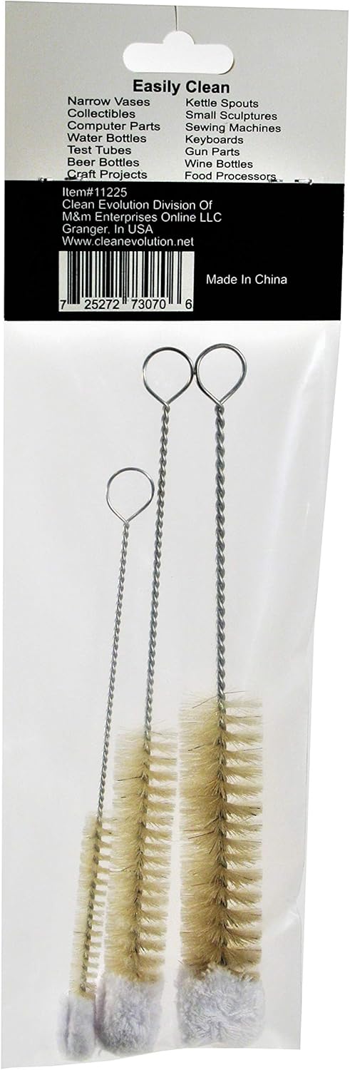 Bendable Bottle Brush Set - Soft Bristle Crevice & Small Cleaning Brushes for Narrow Spaces & Test Tubes