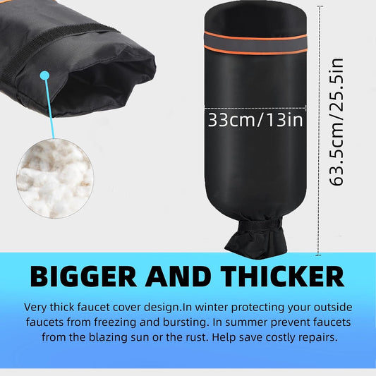Outdoor Faucet Socks - 10'H x 6.3'W for Winter Freeze Protection, 2 Piece Tap Cover, Reusable Spigot Cover - Beige