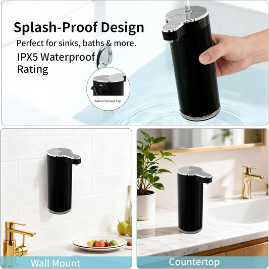 Automatic Foaming Soap Dispenser,Touchless Foam Soap Dispenser,12oz Rechargeabled Wall Mounted Smart for Bathroom and Kitchen Dish Soap,Easy for Toddlers(Brushed Silver)