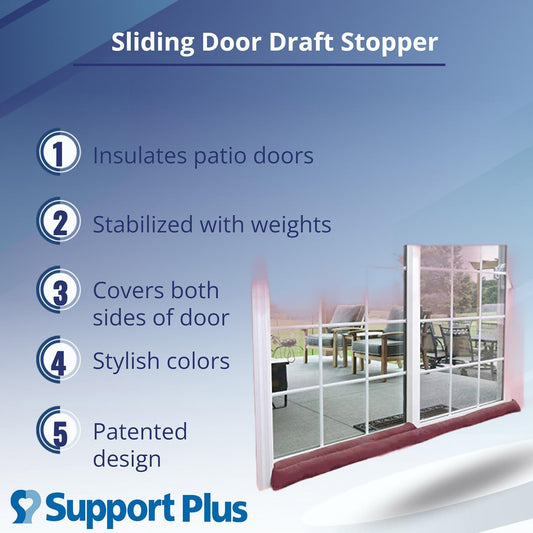 HOME DISTRICT Sliding Door Draft Stopper - Glass Door Draft Blocker, Patio Under Door Draft Stopper, Door Air Blocker Draft Dodger - Approx. 71" Long - Brown Tweed
