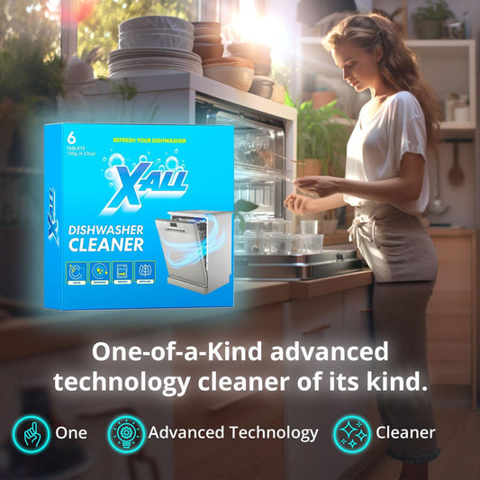 X-ALL Dishwasher Cleaner Tablets – Deep Cleaning Limescale & Mineral Buildup Remover – Helps Reduce Residue, Grease & Hard Water Deposits – Compatible with All Dishwashers