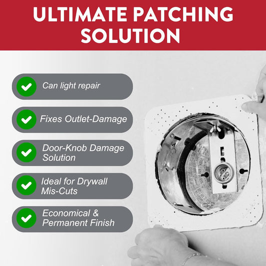 Strait-Flex Drywall Patch – Perma-Patch for Easy Drywall Repair – Smooth Finish, No Fuzz and Ready to Paint – Pre-Cut 8" x 8" Size with Trim Guides – Covers Holes Up to 5" – 10 Pack
