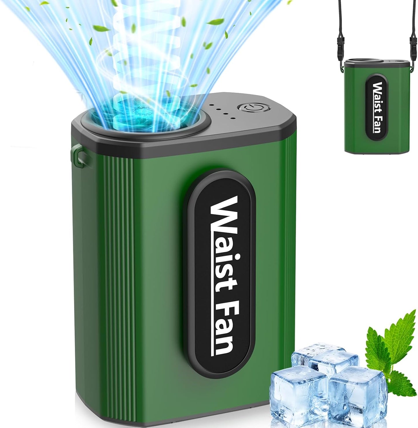 Multper Portable Waist Fan, 4 Speed 18000RPM Strong Airflow, Rechargeable Personal Neck Fan Up to 20H Runtime, Hands-Free Hanging Personal Waist Fan with Dual-Sided Clip for Traveling Camping Jobsite