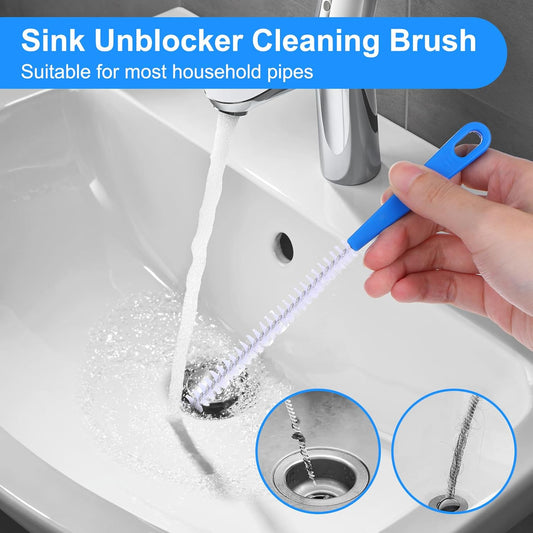 Yuanchu 4 Pack Flexible Drain Cleaning Brush, 23.6inch Long Drain Clog Remover Tool with Nylon Bristles Rust-Resistant Sink Unblocker Tool for Toilet Kitchen Shower Sewer Tub