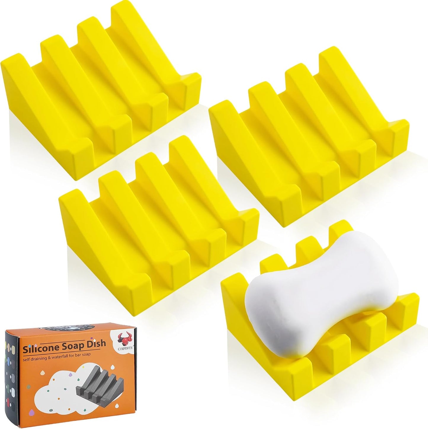 Self Draining Soap Dish Holder,Silicone Soap Dish,for Bathroom,Kitchen, Sponges,Can Extend Soap Life,Keep Soap Bars Dry and Easy Cleaning (White,1-Pack) - Colors B