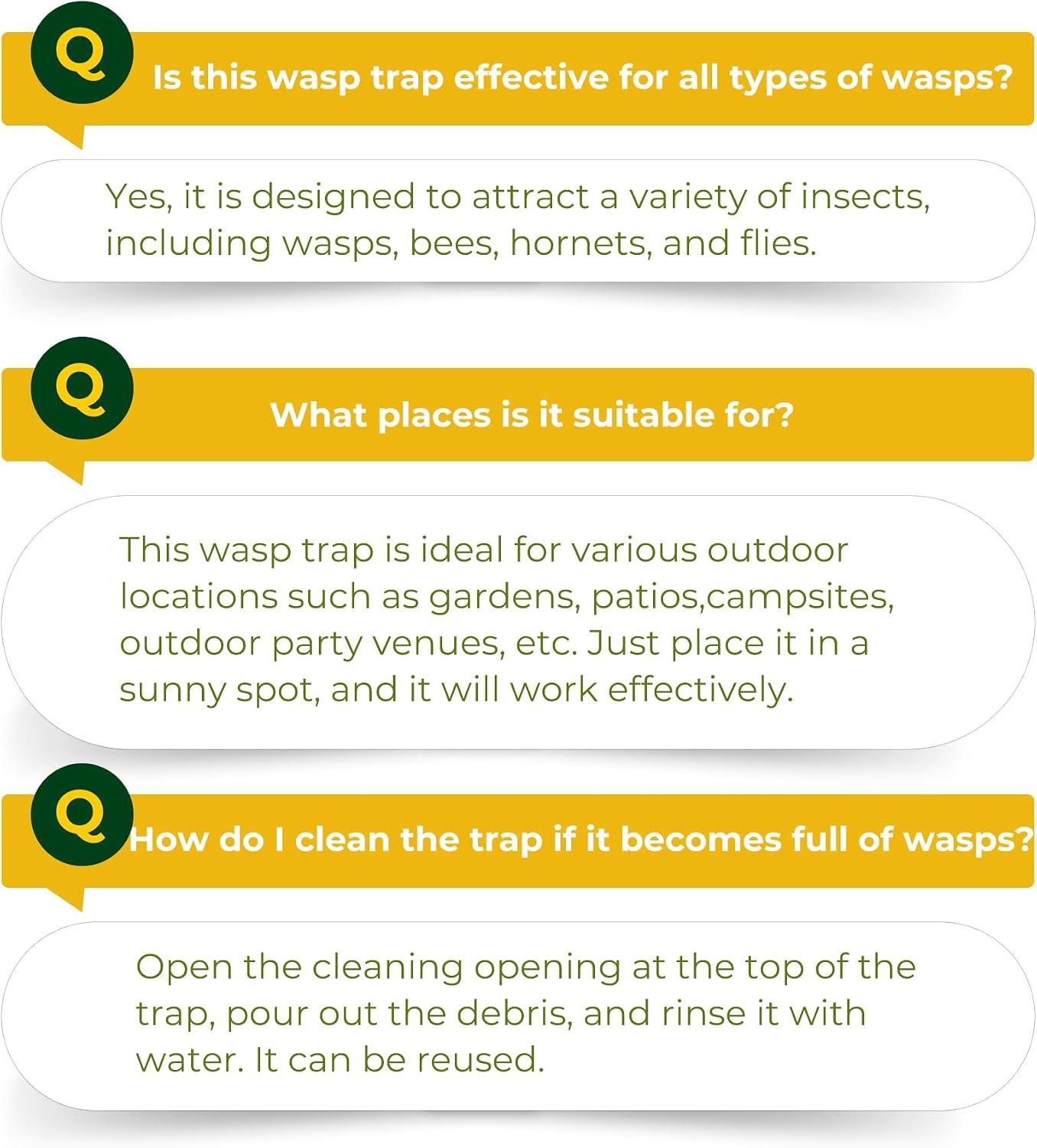 Wasp Trap Outdoor Hanging 4 Pack, Solar Powered Reusable Wasp & Yellow Jacket Trap with LED Light, Carpenter Bee Catcher for Patio, Backyard & Garden