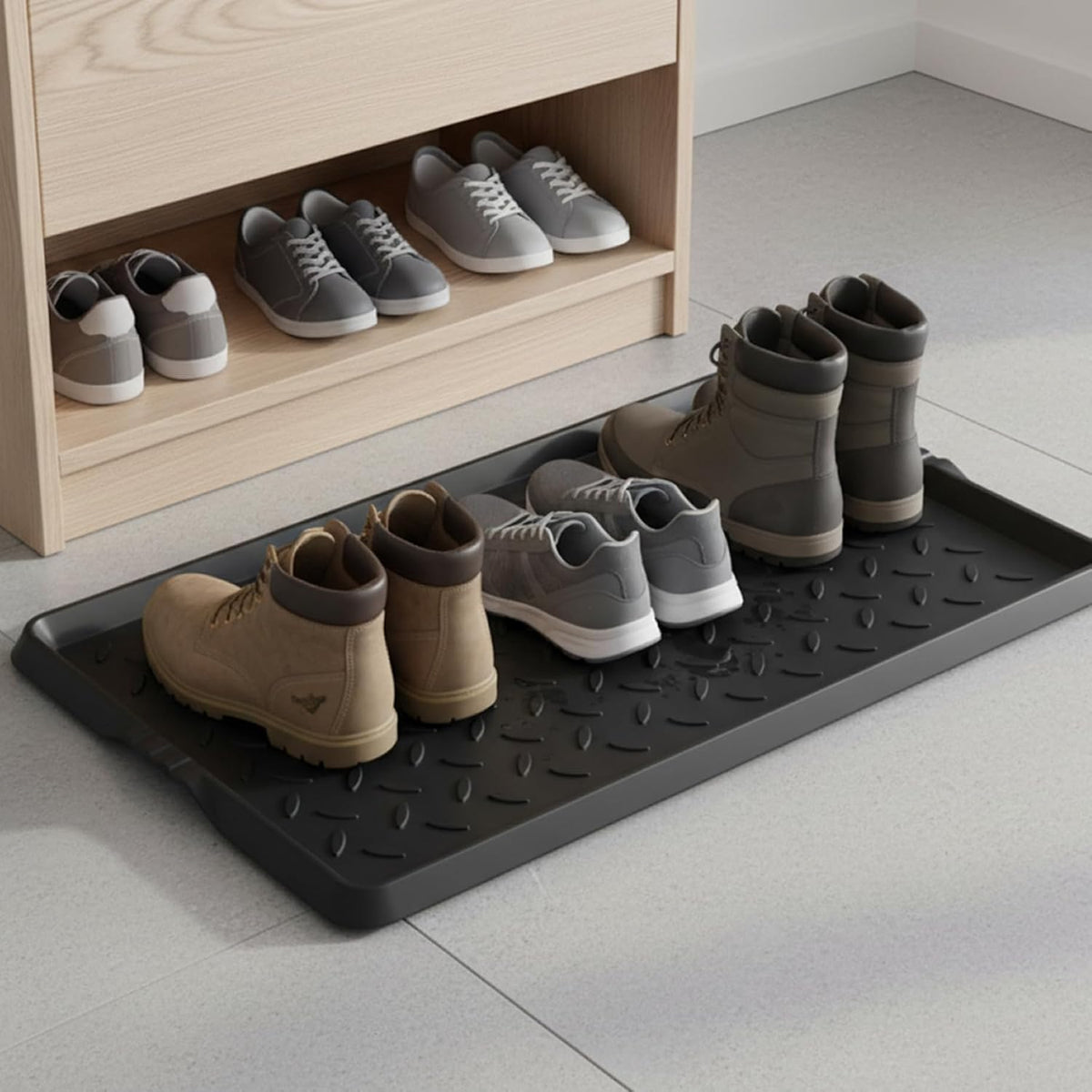 Rubber Shoe Mat Heavy Duty Foldable Boot Mat Tray with Lip Waterproof Non Slip Boot Trays for Entryway Indoor Outdoor 27.5x15.9 inch