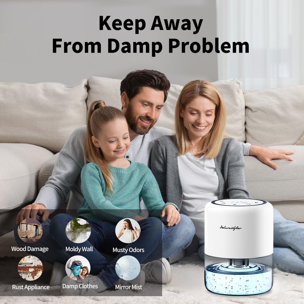 44oz(1.3L) Small Dehumidifier for Home Auto-Off Quiet Portable Dehumidifier with 3 Modes 10 Color Lights 4 Timer Settings for Bedroom Bathroom Closet (215 sq.ft)