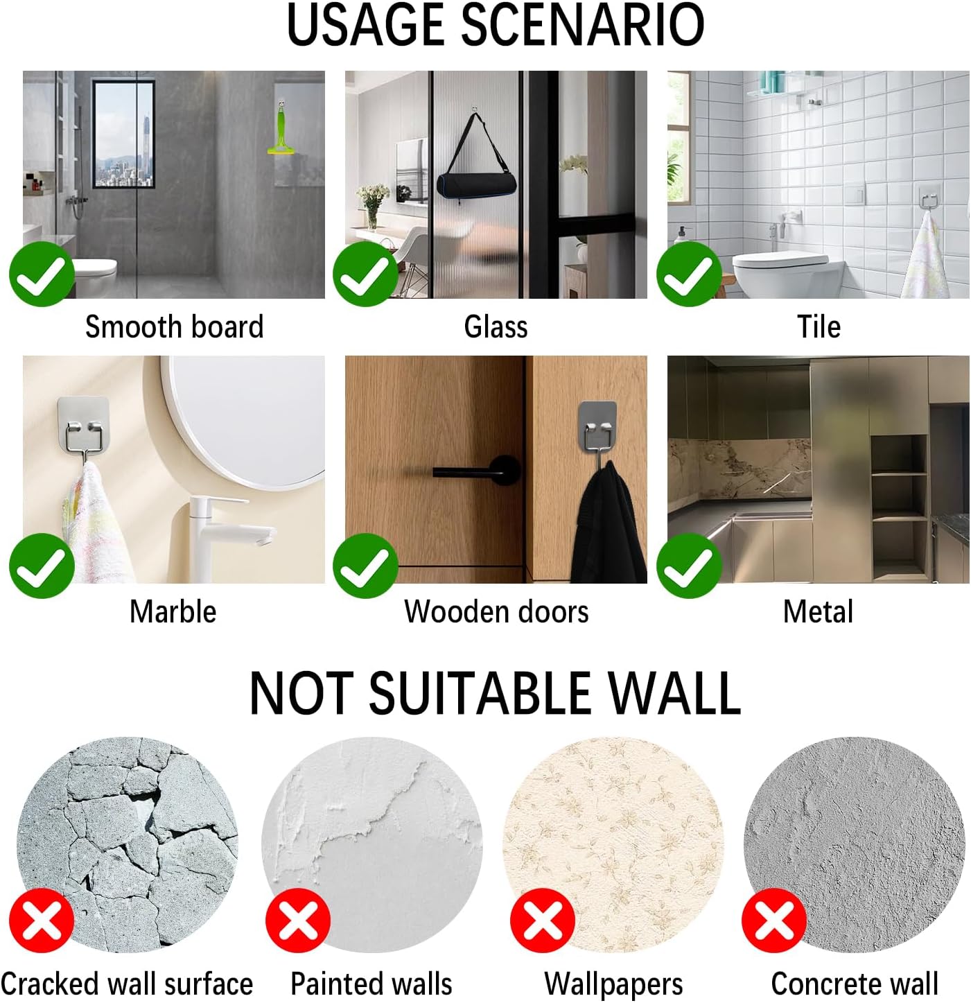 Metal Heavy Duty Self-Adhesive Wall Hooks – Waterproof Stainless Steel Hooks for Hanging Towels/Coats/Keys – Strong Adhesive, Rust-Resistant – 5 Pack for Bathroom/Kitchen/Outdoor