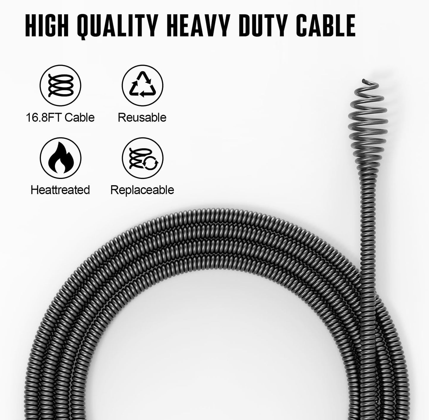 POPULO 12V Cordless Electric Drain Auger, Auto Feed Plumbing Snake Drain for Unclog Sink Drain 3/4"-2" Pipe, 16.8 FT Snake Hair Drain Clog Remover Cleaner Tools for Shower, Kitchen, Bathtub, Sink
