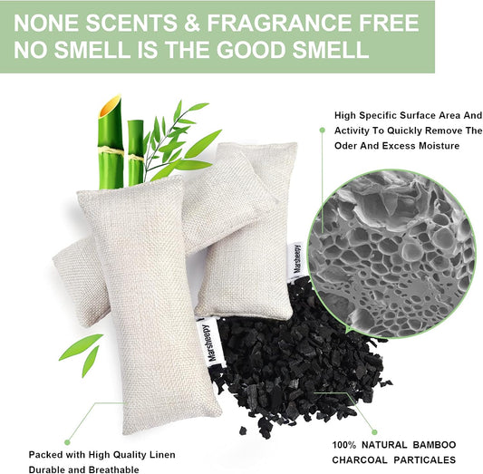 Marsheepy 6 Pack Activated Charcoal Odor Absorber Bags, Shoe Deodorizer insert and Shoe Odor Remover, 100% Natural Shoes Smell Remover,Shoe Odor Eliminatorr (60g X 6 PACK)