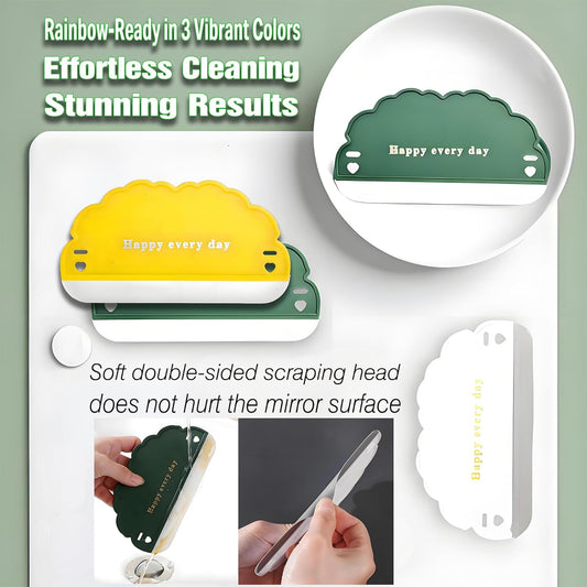 Squeegee Bathroom Glass Door Cleaning Scraper with Hanging Hook, Silicone Mini Kitchen Countertop Squeegee, Water Wiper Scraper for Sink Tiles Cleaning Tools (Swan 2PCS)
