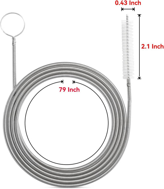 2 Pack 80 Inch Extra Long Flexible Pipe Cleaner Brush, Drain Cleaner Tool for Fridge, Sink Hose, Aquarium Tube, Car Sunroof Drain Cleaning Brush.