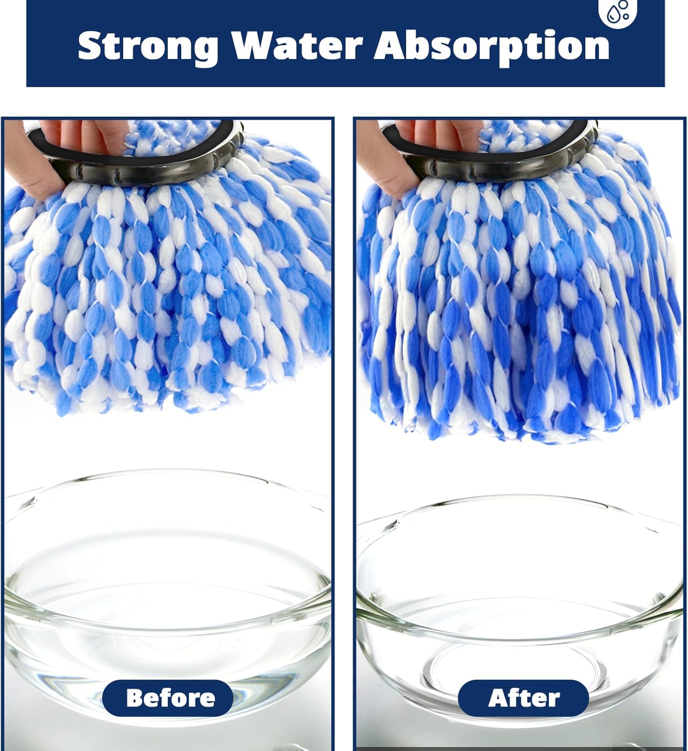 Mop Head Replacement, 3 Pack Spin Mop Refill Replace Head for Rinseclean 2-Tank System, Microfiber & Machine Washable