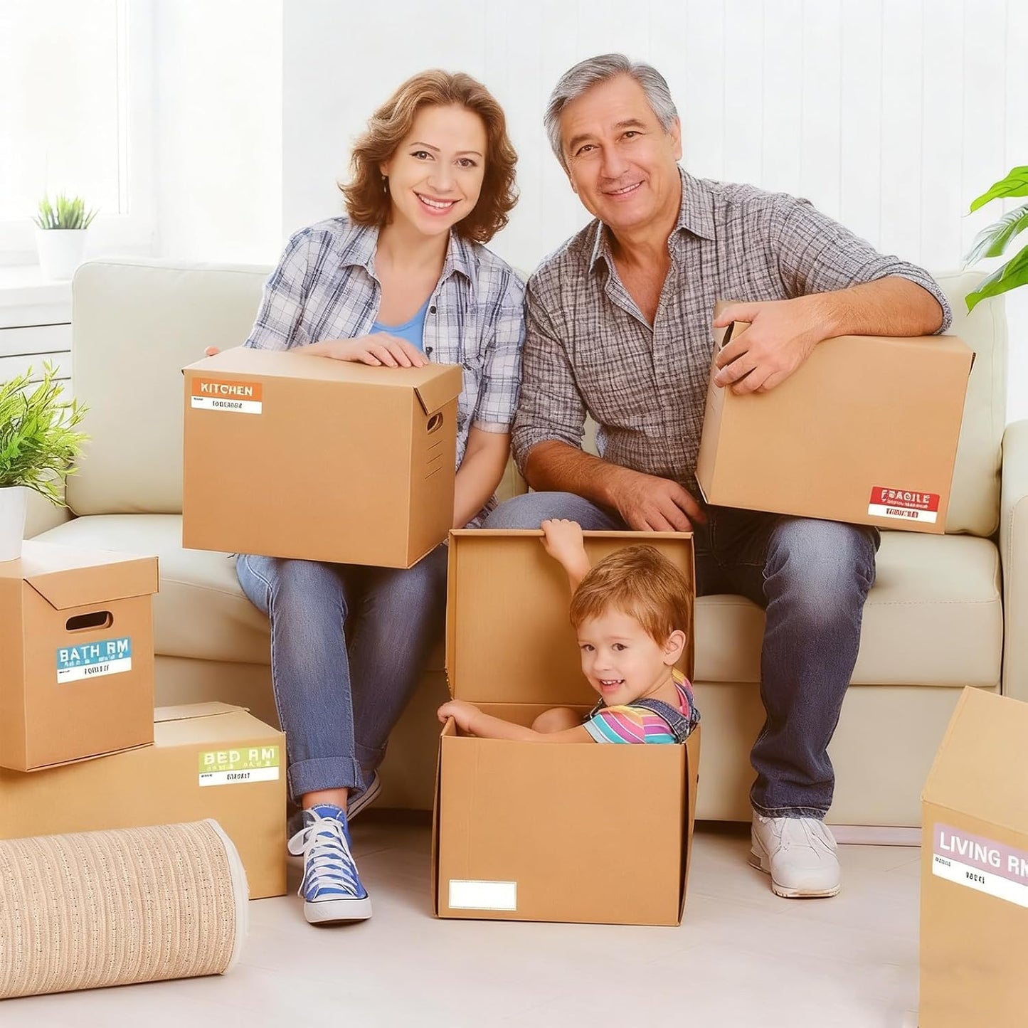 400 Pcs Large Home Moving Packing Box Labels, 1.65 x 3.5 Inches | 6-Color Coded, Fragile Labels Included, Blank Customizable Labels, Packing Box Stickers