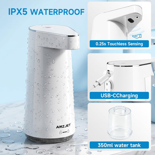 2026 Patent Edition Automatic Soap Dispenser Touchless, 300ml Hand Soap Dispenser with 4 Adjustable Foam Levels, IPX5 Waterproof Rechargeable Foaming Soap Dispenser for Kitchen & Bathroom