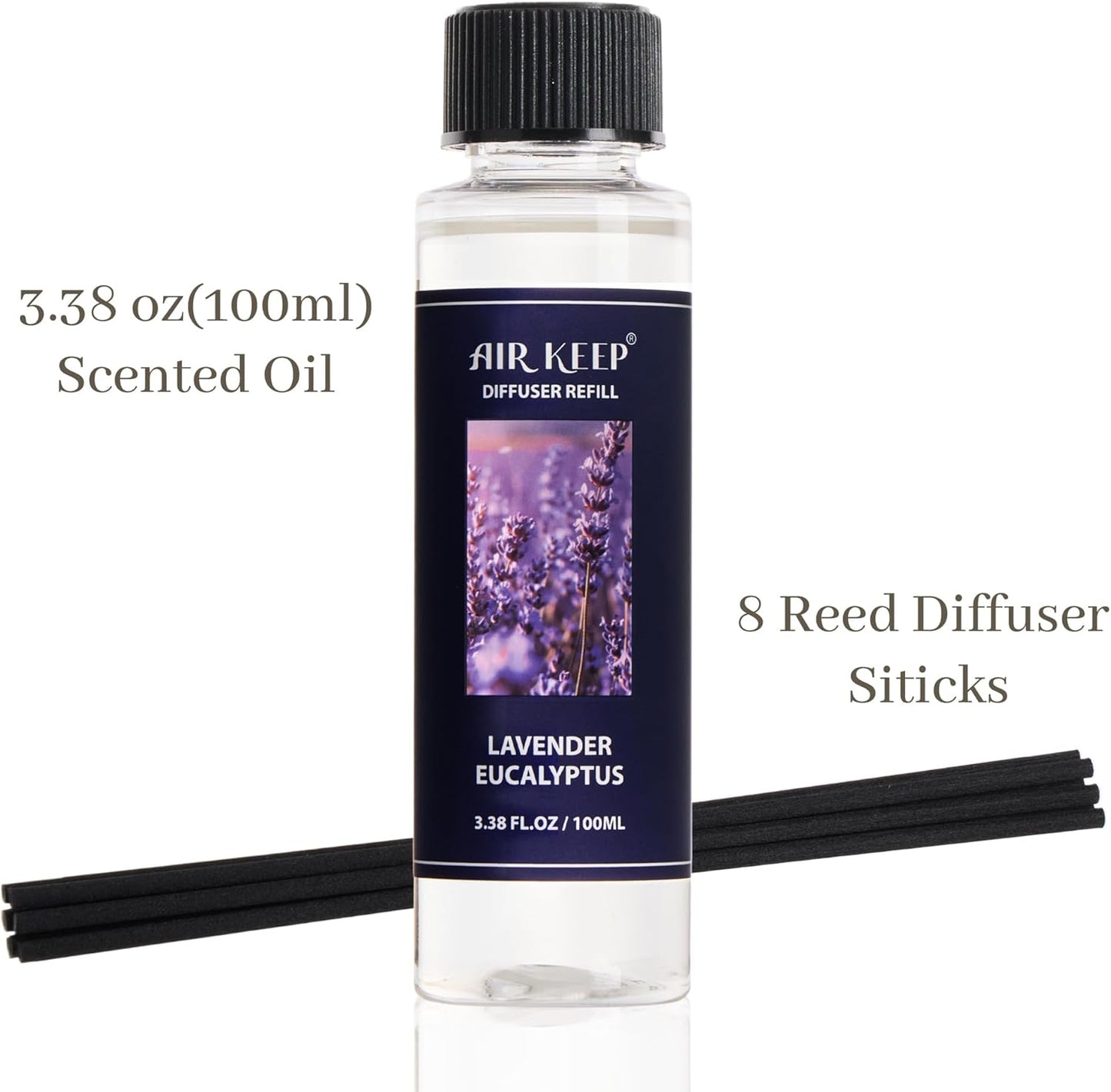 Airkeep Reed Diffuser Set,3.38 fl oz (100 ml) - Clean Linen Oil Diffusers with 8 Reed Sticks,Home Fragrance Reed Diffuser for Bathroom Shelf Decor