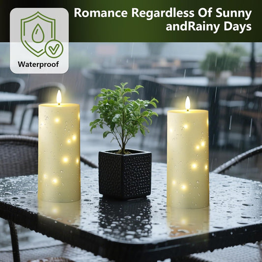 YOROXRG Set of 24 Waterproof Outdoor Flameless Candles, LED Candles with 4 Remote and Timer,(H 4" 5" 6" x D 2.2"),for Christmas,Halloween,Wedding,Festival