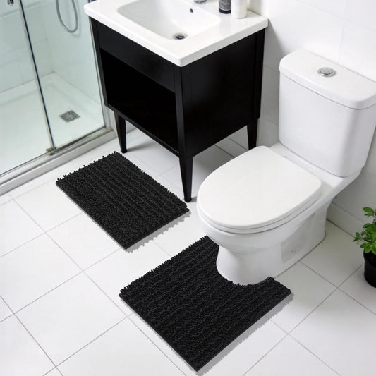 Yimobra Bathroom Rugs Non Slip Washable - Ultra Soft Absorbent Chenille Bath Mat, Quick Dry Shaggy Floor Carpet for Tub Shower, Gray Home Decor Accessories, 24x17 Inch