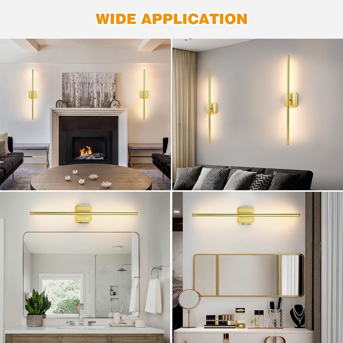 Battery Operated Wall Sconces Set of 2, 𝐔𝐩𝐠𝐫𝐚𝐝𝐞𝐝 Rechargeable Wall Lights with Remote Control, LED Wall Sconces Black, 3000K-6000K Dimmable 360° Rotatable for Living Room, Bedroom, 28''