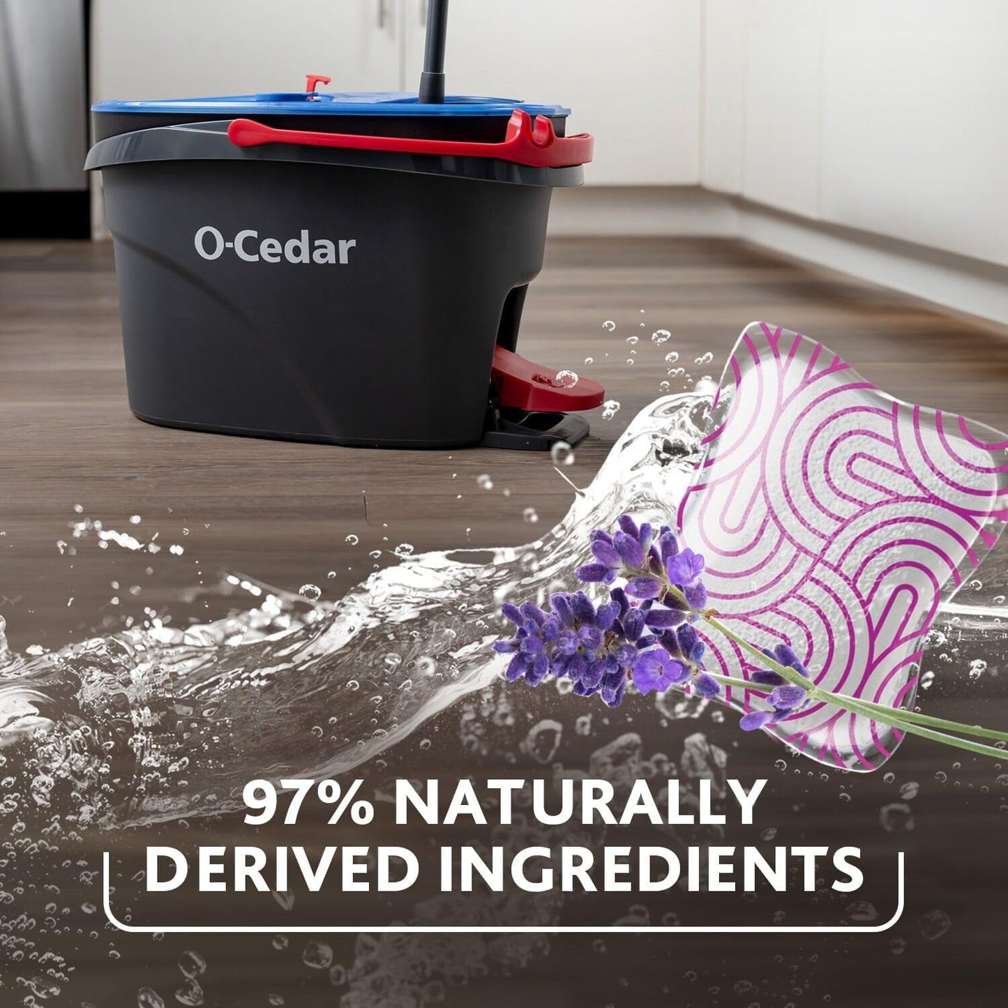 O-Cedar EasyWring RinseClean Microfiber Spin Mop & Bucket Floor Cleaning System with 1 Extra Refill with Lavender Pac (Variety Pack)