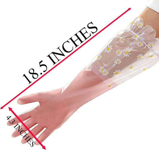 Dishwashing Cleaning Gloves Waterproof Tear-Resistant Household Rubber Cleaning Gloves with Long Elastic Cuffs