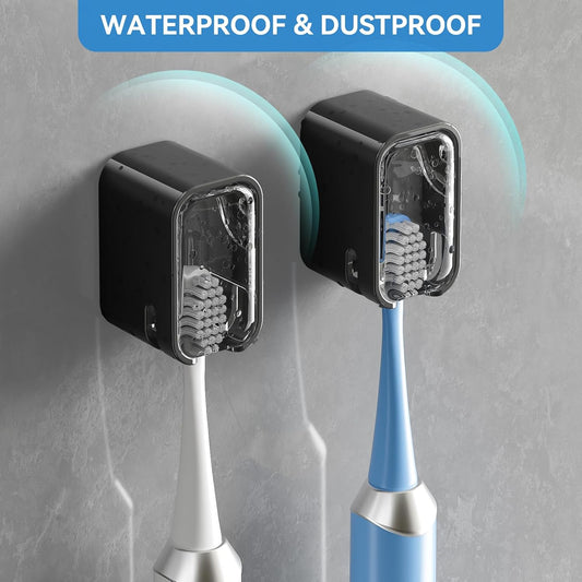 Toothbrush Holders for Bathroom【Innovation Single Slot Design】 2PCS Toothbrush Holder Wall Mounted with Cover for Shower, Single Toothbrush Dispenser Storage Organizer for Family & Travel
