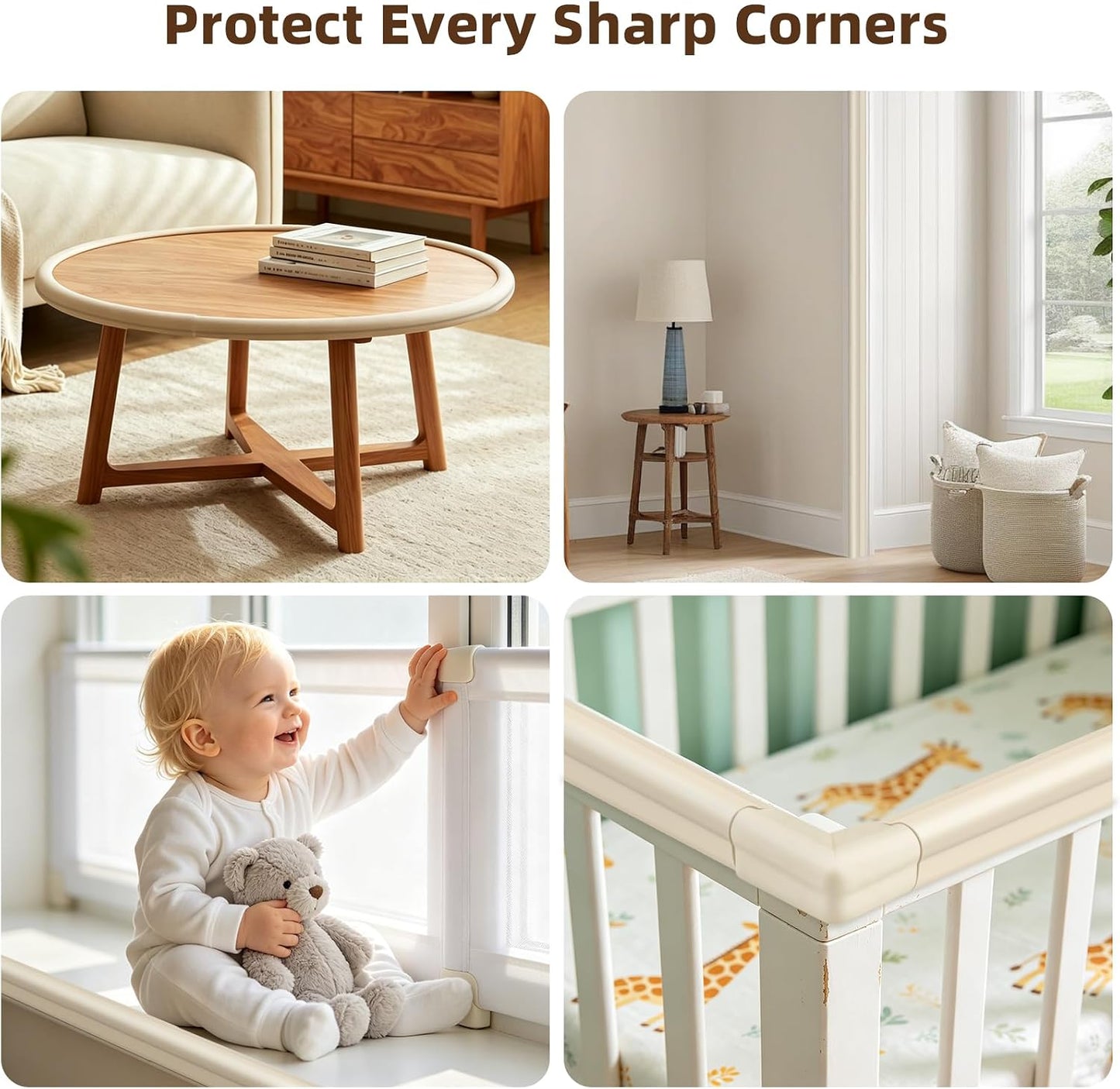 Edge Protector, Baby Proof Corners and Edges Foam Corner Protector Guards | Furniture Corner & Edge Safety Bumpers Covers 13 ft Edge Cushion for Table, Crib, Wall, Off White