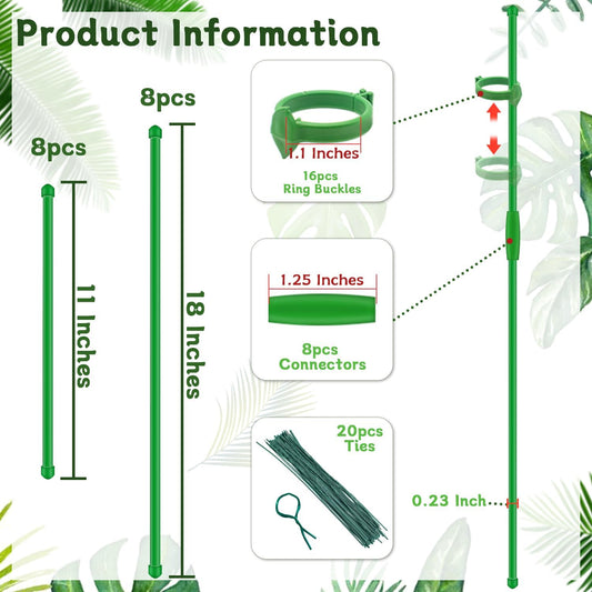 Plant Stakes,18Inch & 11Inch Plant Support Stakes,HAINANSTRY Adjustable Length Garden Stakes,Plant Stakes for Indoor and Outdoor Plants,Tomatoes/Beans/Orchid/Vegetable Stakes for Garden