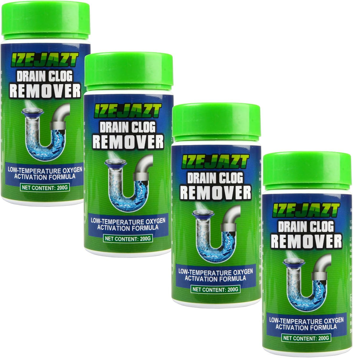 Drain Clog Remover Powder - Fast Acting Formula for All Drains, Kitchen, Bathroom, Sink & Shower - 100% Effective to Eliminate Hair, Grease, and Blockages