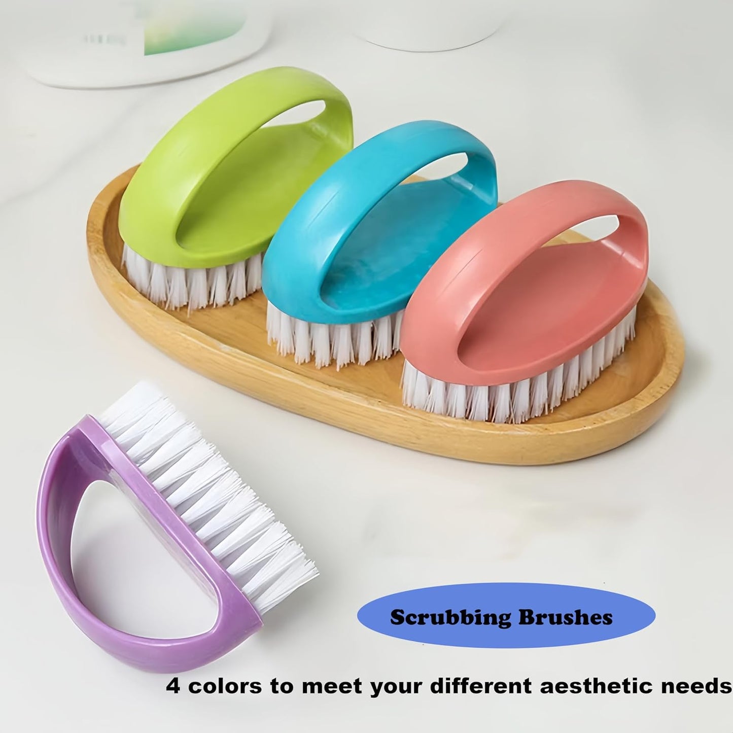 2 Pack Scrubbing Brushes for Cleaning, Heavy Duty Scrub Brush Nylon Stiff Bristles,Scrubber Cleaner Brush for Bathroom,Showe,Sink,Kitchen,Bathtub,Floor,Multi-Purpose Cleaning Brush (Green+Blue)