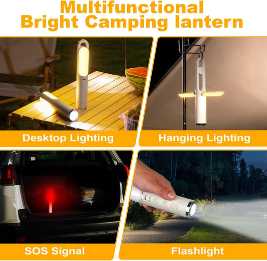 LED Camping Lantern, Rechargeable Emergency Light for Power Outages, Portable Ceiling Light, Outdoor Flashlight, 9 Modes Collapsible Lightweight Hanging Lamp for Home,Hiking,Fishing,Hostess Gift