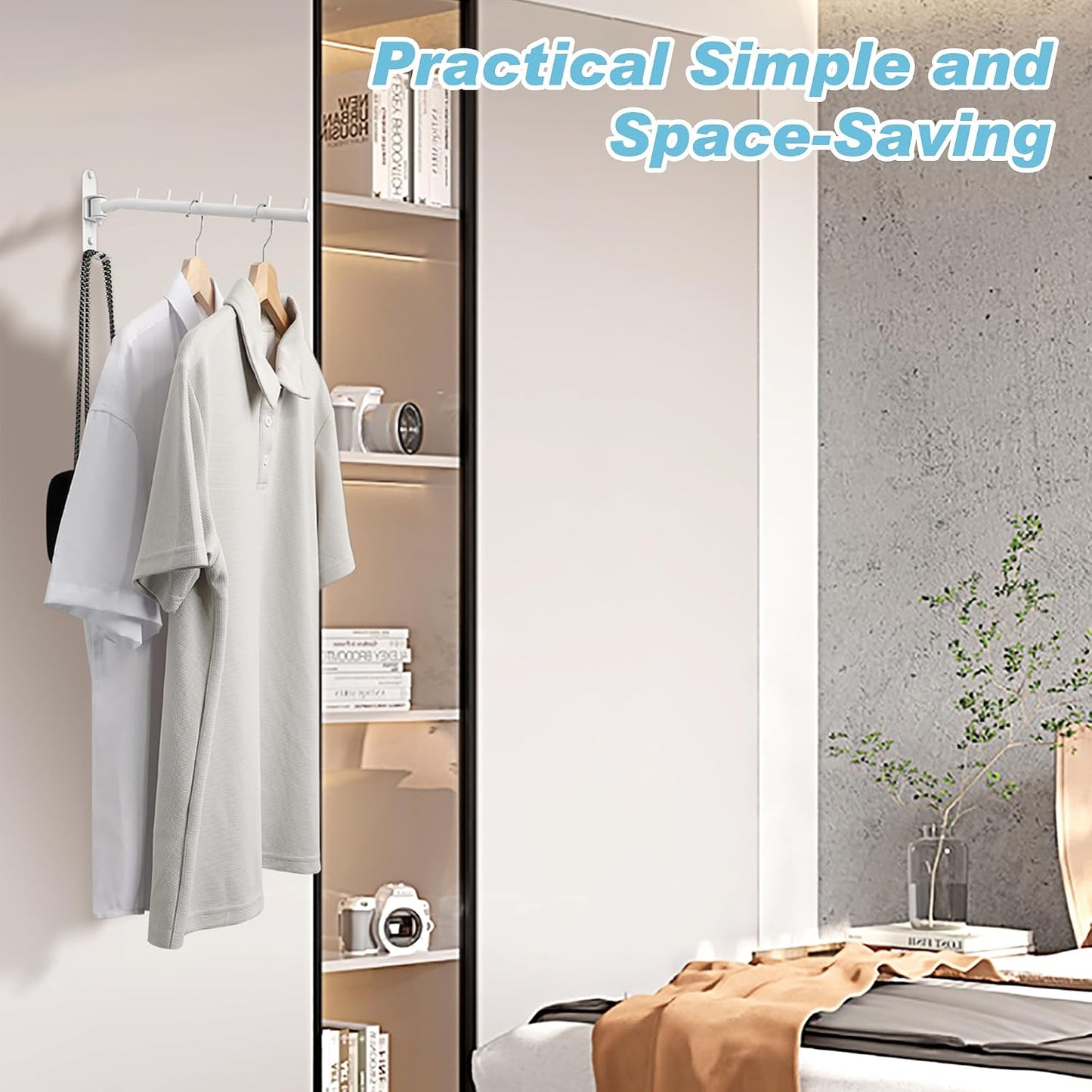 Alise Swing Clothes Hanger Rack,Black Garment Racks Wall Mounted(2P) | Clothes Bar-Hanger Hooks Heavy Duty Swivel Drying Rack Clothing Hanging System Closet Storage Organizer