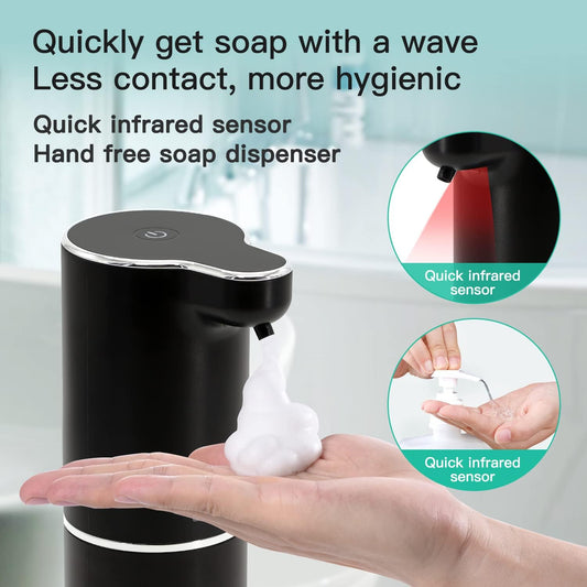 LAOPAO Soap Dispenser, Automatic Foaming Hand Soap Dispenser Touchless Rechargeable Bathroom Countertop Soap Pump for Kids Xmas Gift 300ml