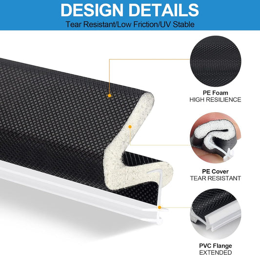 40FT Kerf V‑Shaped Weather Stripping Door Seal, Press‑in Seal for Pre‑Cut Slot Doors, Not Self‑Adhesive, Soundproof Draft Blocker for Exterior Front Doors, Fits Large Gaps, Easy DIY Install (White)