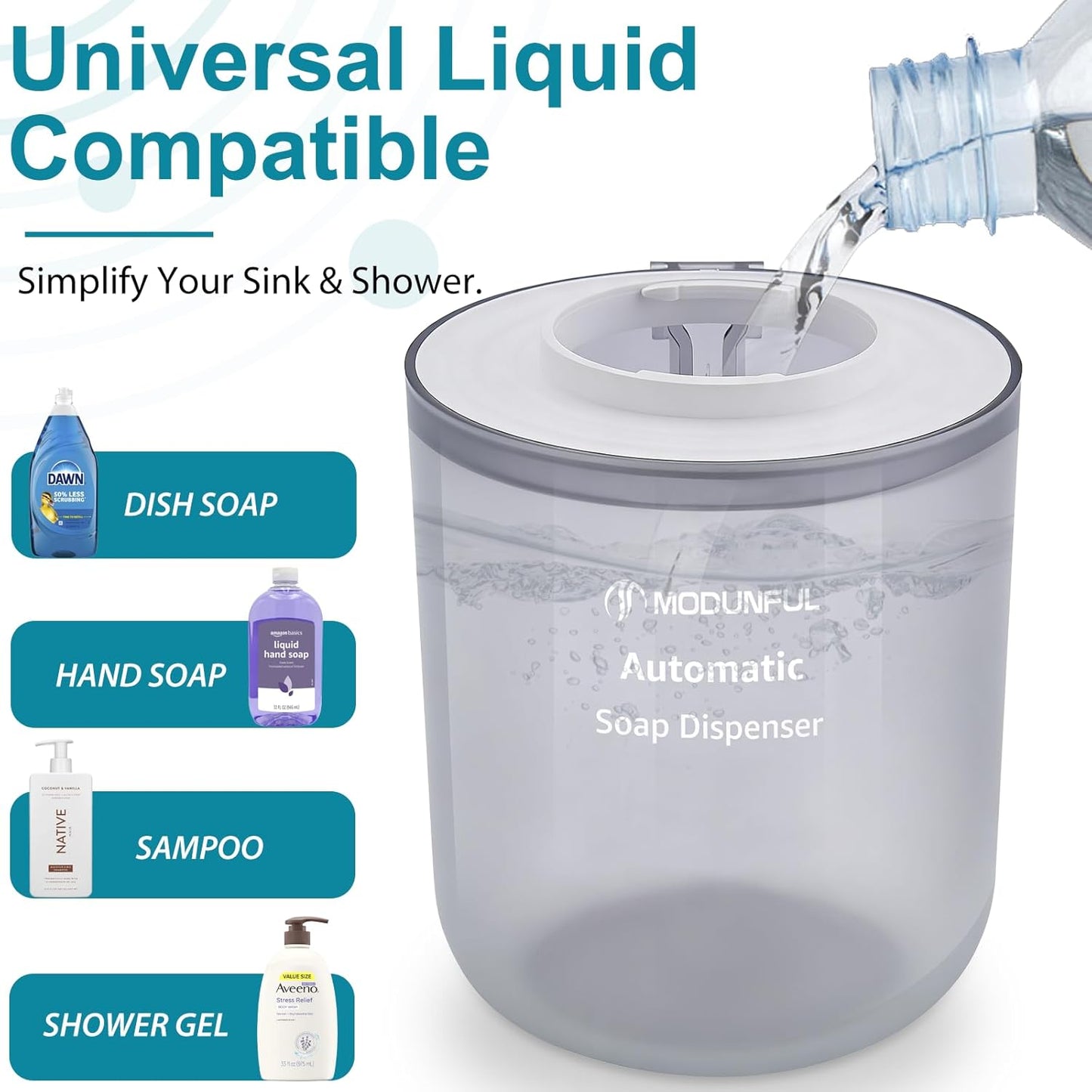 Automatic Foaming Soap Dispenser for Bathroom: 4-Level Adjustable Countertop/Wall Mount Hand Soap Dispenser, 13.5oz/400ml Type-C Rechargeable – Suitable for Kitchen, Bathroom, Office, Hotel (Black)